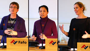 Fafo-forskerne Anne Hatløy, Zhang Huafeng og Ingunn Bjørkhaug